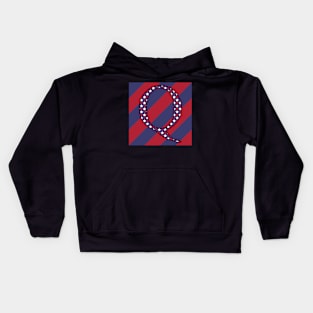 Old Glory Letter Q Star-Filled Black Outline on Red and Blue Stripes Kids Hoodie